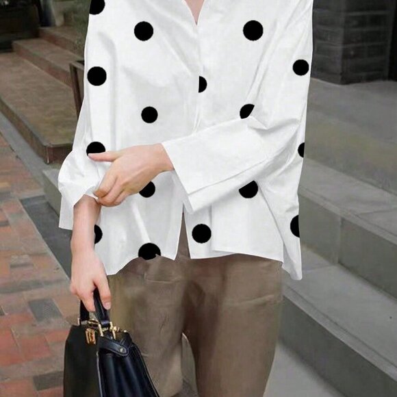 Casual Women's Polka Dot Long Sleeve blouse - Picture 5 of 9